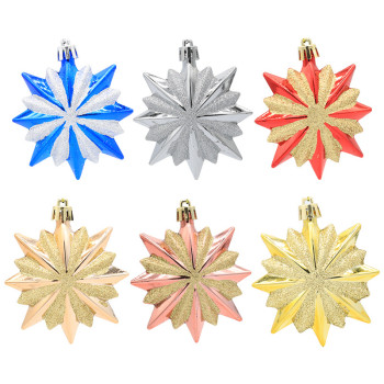 4pcs New 16 Pointed Star Pendant Christmas Tree Pendant Painted Star Decoration Props