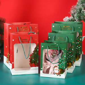 New Open Santa Bag Christmas Gift Bag Kraft Hand-held Paper Gift Bag