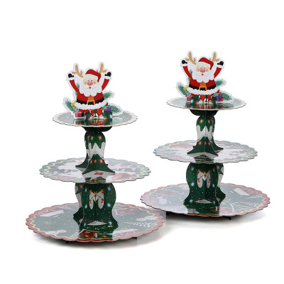 Christmas Dessert Stand Birthday Decoration 3 Tier Cake Stand Custom Paper Party Supplies