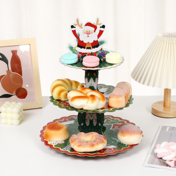 Christmas Dessert Stand Birthday Decoration 3 Tier Cake Stand Custom Paper Party Supplies