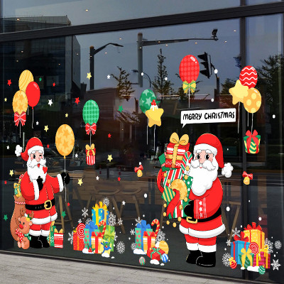 2023 New Christmas Stickers Christmas Shop Window Decoration Santa Snowman Static Stickers Set