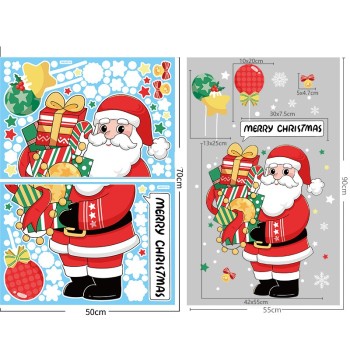 2023 Wholesale Christmas Decorations Stickers Christmas Shop Window Decoration Santa ClausStatic Stickers