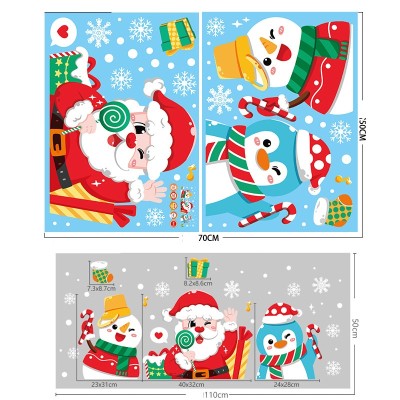 2023 New Christmas Decorations Stickers Christmas Shop Window Decoration Santa Snowman Static Stickers