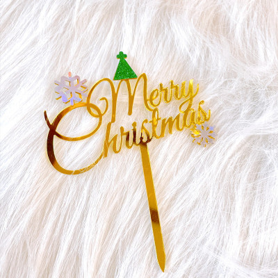 6 pcs Wholesale Happy New Year Christmas party decoration cake Christmas tree snow cup topper