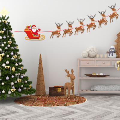 2023 Christmas Decorations Paper Banner Santa Claus Party Scene Layout