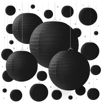 Black Paper Lanterns Set of 25 Party Decorations for Birthdays Weddings and Special Occasions