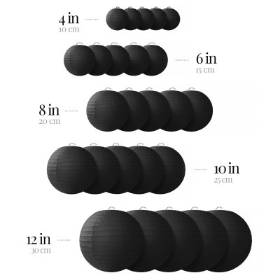 Black Paper Lanterns Set of 25 Party Decorations for Birthdays Weddings and Special Occasions