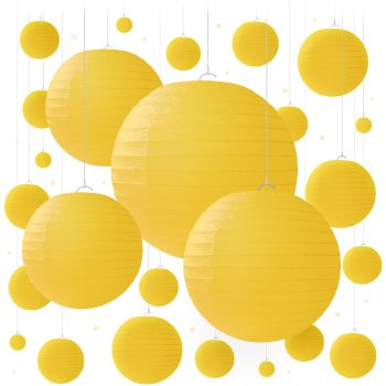 25pcs Yellow Paper Lanterns for Party Decorations | Paper Hanging Decorations Wholesale
