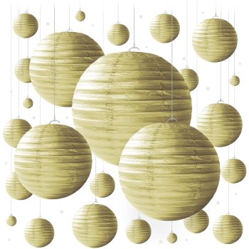 25pcs Gold Paper Lanterns for Party Decorations about Birthdays Weddings and Special Occasions