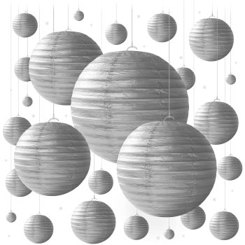 25pcs Silver Paper Lanterns for Party Decorations about Birthdays Christmas Weddings and Special Occasions