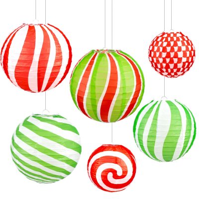 6 Pcs  Colorful Round Lollipop Hanging Paper Lanterns for ChristmasBaby Shower Birthday Party
