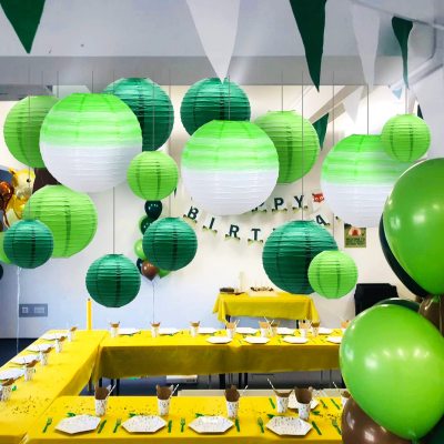 14 pcs paper lanterns green Chinese paper lanterns decorated indoor rooms and outdoor party supplies