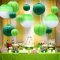 14 pcs paper lanterns green Chinese paper lanterns decorated indoor rooms and outdoor party supplies