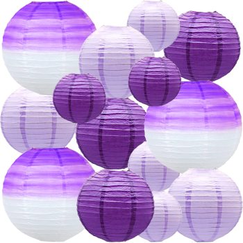 14 pcs paper lanterns Purple Chinese paper lanterns decorated indoor rooms and outdoor party supplies