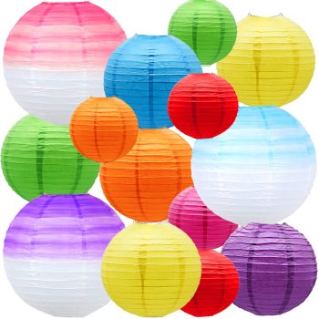 14 pcs paper lanterns Colorful cute Chinese paper lanterns decorated indoor rooms and outdoor party supplies