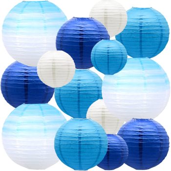 14 pcs paper lanterns blue cute Chinese paper lanterns decorated wedding party supplies