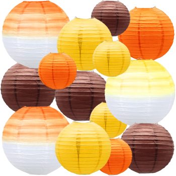 14 pcs paper lanterns mixed orange cute Chinese paper lanterns decorated wedding party supplies