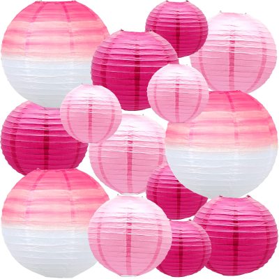 14 pcs paper lanterns pink cute Chinese paper lanterns decorated baby party supplies