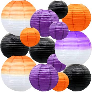 14 pcs paper lanterns yellow cute Chinese paper lanterns decorated Halloween party supplies