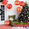 12 Pcs Christmas Party Red Paper Lanterns with LED Light Colorful Christmas Elk Paper Lantern Lamps
