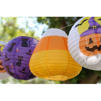 3pcs Halloween Party Themed Hanging Candy Corn Paper Lanterns