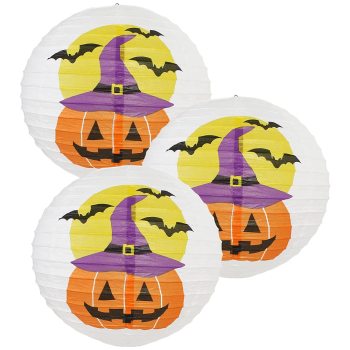 3pcs Halloween Party Themed Hanging Pumpkin Paper Lanterns