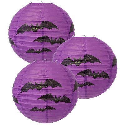 3pcs Halloween Party Themed Hanging Flying Bats Paper Lanterns