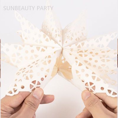 Custom White Christmas Star Lanterns | Snowflake Paper Star Lights for Snowless Nights