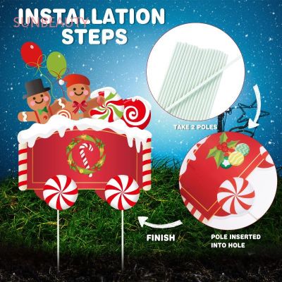 Custom Christmas Decorations | Stakes Train Shape Xmas Yard Sign | Christmas Yard Signs Decorations