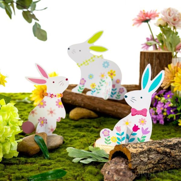 Centres de table de lapin personnalisés pour Pâques | Décor de lapin de Pâques | Centres de table de Pâques