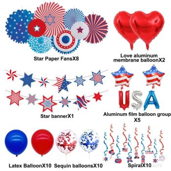 Patriotic Red White Blue Hanging Decorations for Memorial Independence Day Party Supplies