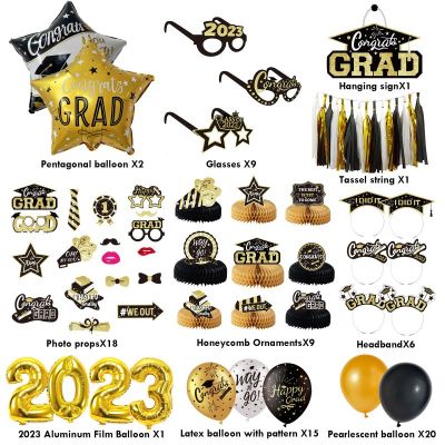 Bulk Buy Black and Gold Party Decorations丨2023 Grad Party Decoration Supplies