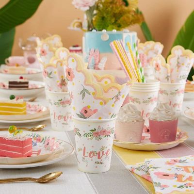 Bulk Buy Disposable Paper Cups for Women Girls Birthday Tea Party Decorations