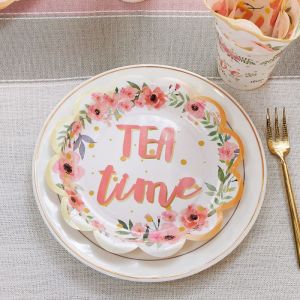 Bulk Buy Disposable Paper Plates for Women Girls Birthday Tea Party Decorations