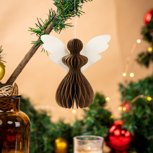 Hanger Angel Décorations en papier nid d'abeille 丨 Fournisseur de décorations de fête de Noël