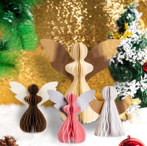 Hanger Angel Décorations en papier nid d'abeille 丨 Fournisseur de décorations de fête de Noël