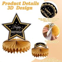 Black Gold Paper Honeycomb Table Decorations | Birthday Decorations Wholesale