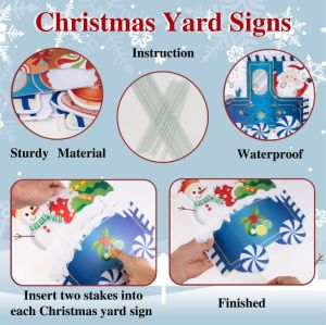 7PCS Christmas Yard Signs with Stakes Train Shape Christmas Yard Decorations Supplier