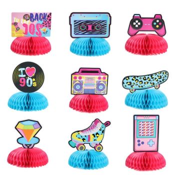 1990s Paper Honeycomb Table Centerpieces Topper Hip Hop Party Decorations Supplies