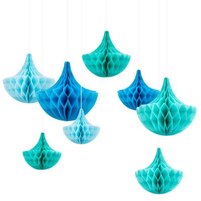 FSC Paper Party Decorations | Blue Waterdrop Paper Honeycomb Balls Supplier