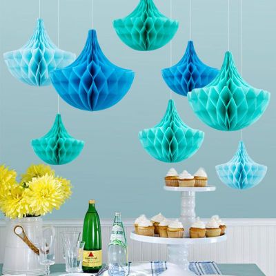 FSC Paper Party Decorations | Blue Waterdrop Paper Honeycomb Balls Supplier