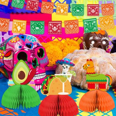 6 Pieces Honeycomb Paper Table Centerpieces for Mexican Party Decorations