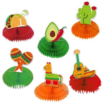 6 Pieces Honeycomb Paper Table Centerpieces for Mexican Party Decorations
