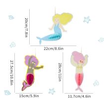 3PCS Little Mermaid Honeycomb Decorations | Ocean Theme Honeycomb Paper Hanging Decor