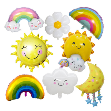 Stocked Summer Theme Party Decorations Cloud Sun Rainbow Big Size Foil Aluminum Helium Balloons