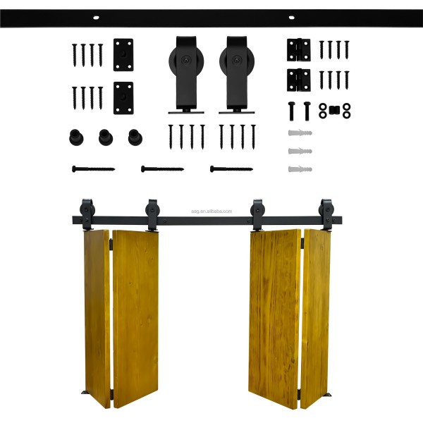 5.4 FT Bifold Barn Door Hardware Kit with J Shape Hanger