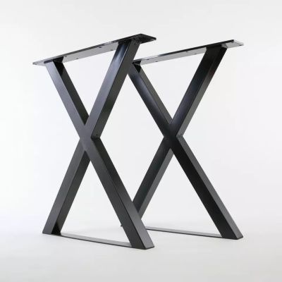 Perna de mesa de metal em forma de X para mesa de jantar