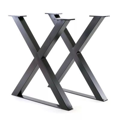 Pata de mesa de metal en forma de X negro