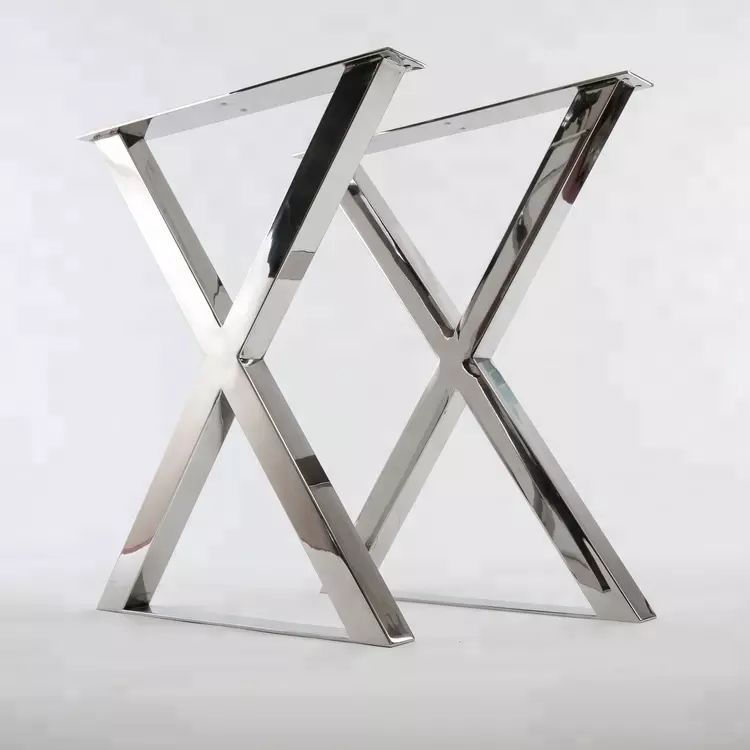 X shape stainless steel table leg