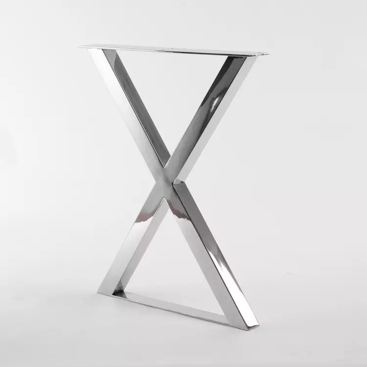 Perna de mesa de aço inoxidável em forma de X